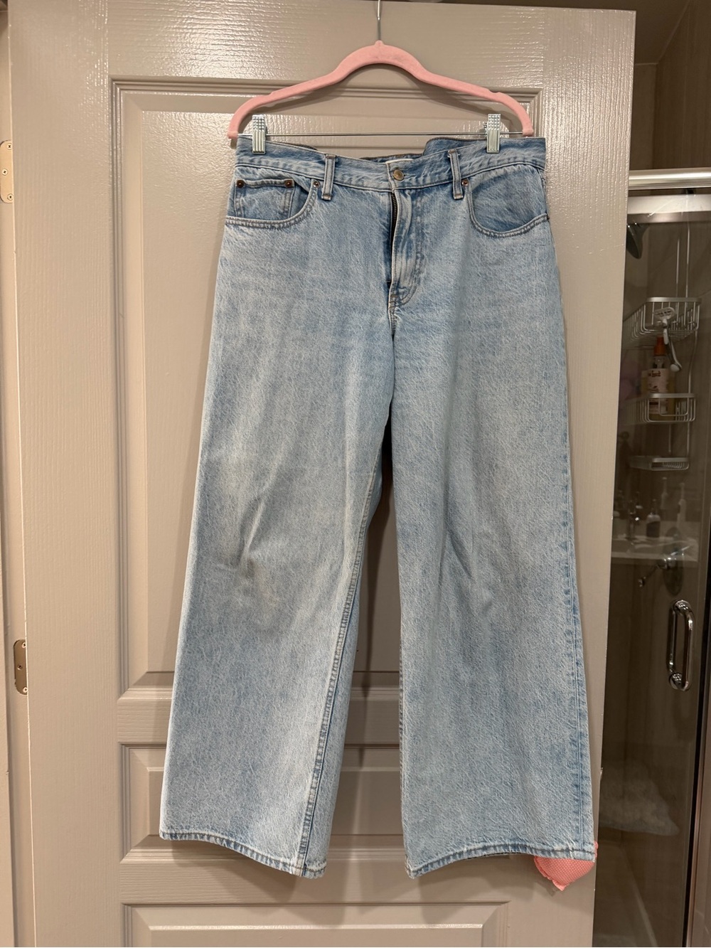 Abercrombie & Fitch Light Blue Wide-Leg Jeans Curve Love Short